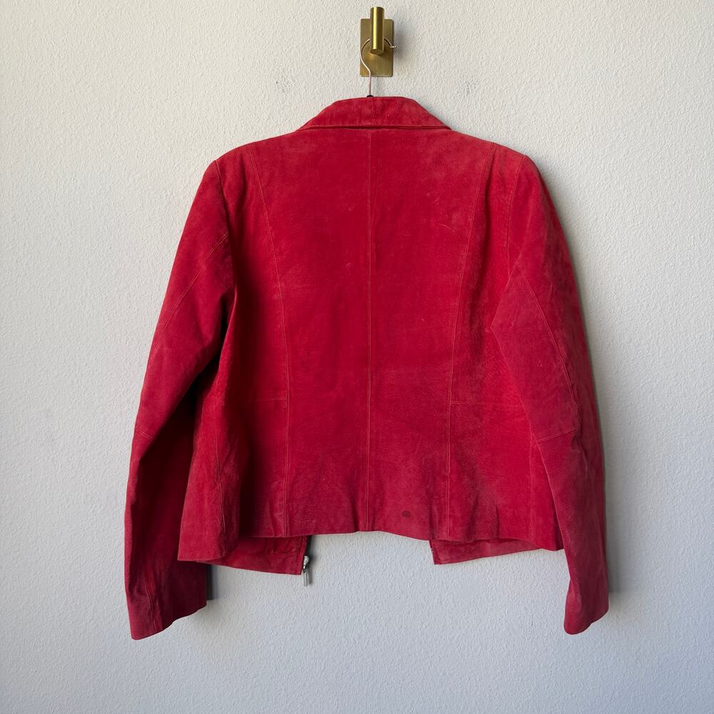 Vintage C&E Red Suede Leather Zip Jacket Size XL - Picture 3 of 7